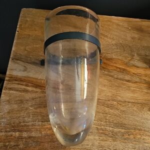 Clear Glass Wall Vase with Grey Metal Holder
